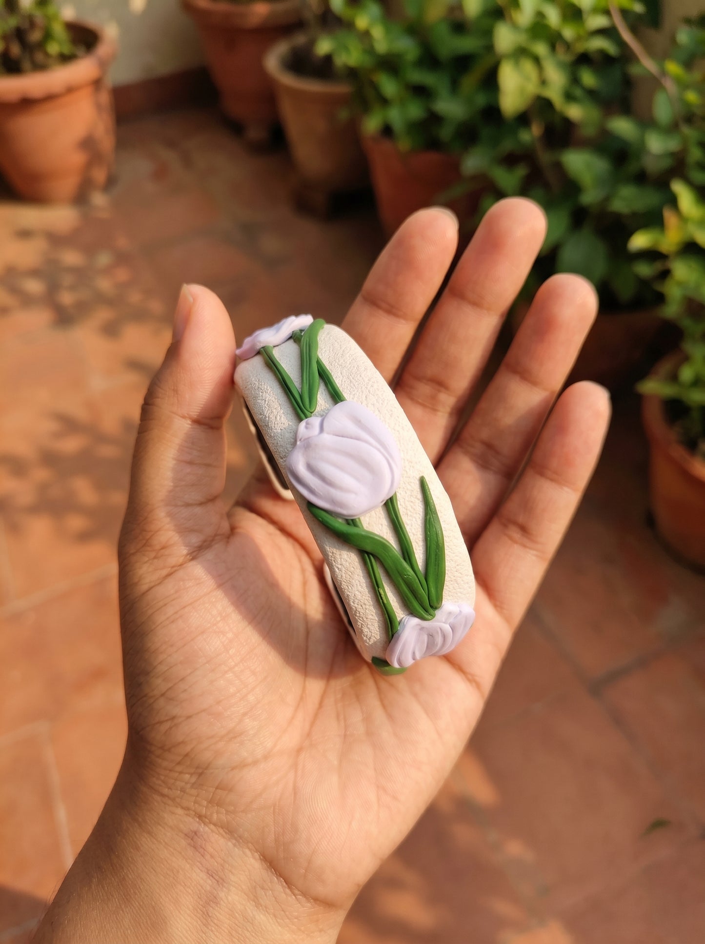 Artisanal Chic Polymer Clay Bangle - 100% Handcrafted