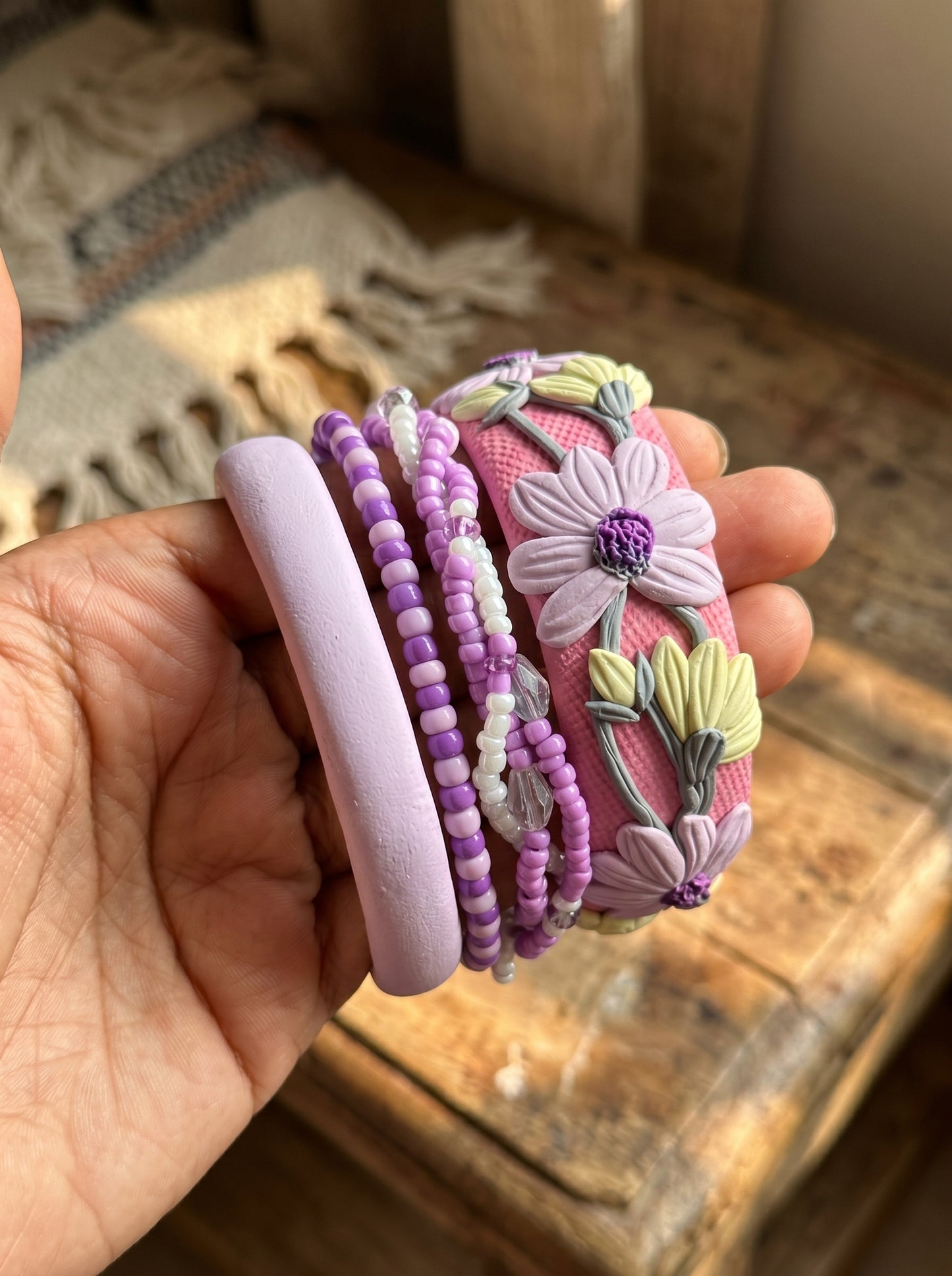 Handmade Couture Polymer Clay Bangle - 100% Handcrafted