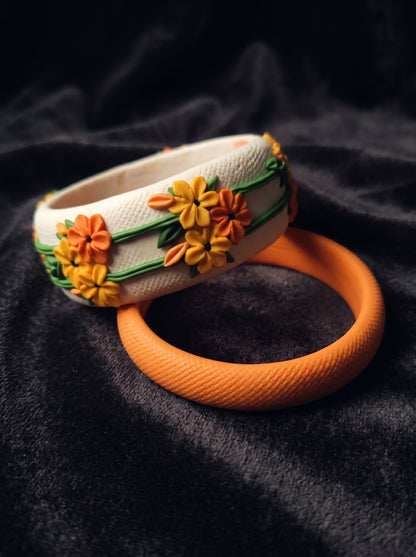 Sophisticated Matte Polymer Clay Bangle - 100% Handcrafted