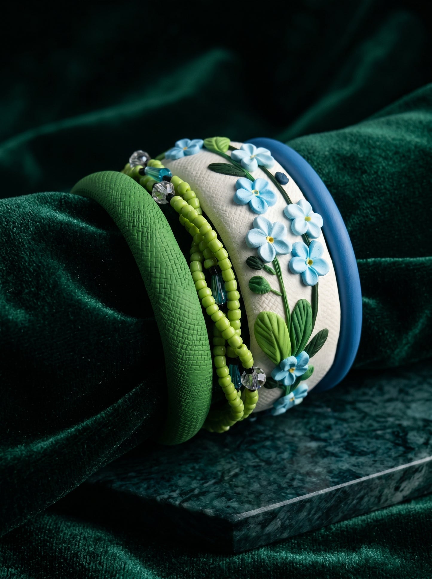 Minimalist Zen Polymer Clay Bangle set - 100% Handcrafted