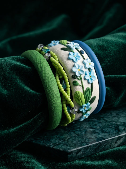 Minimalist Zen Polymer Clay Bangle set - 100% Handcrafted