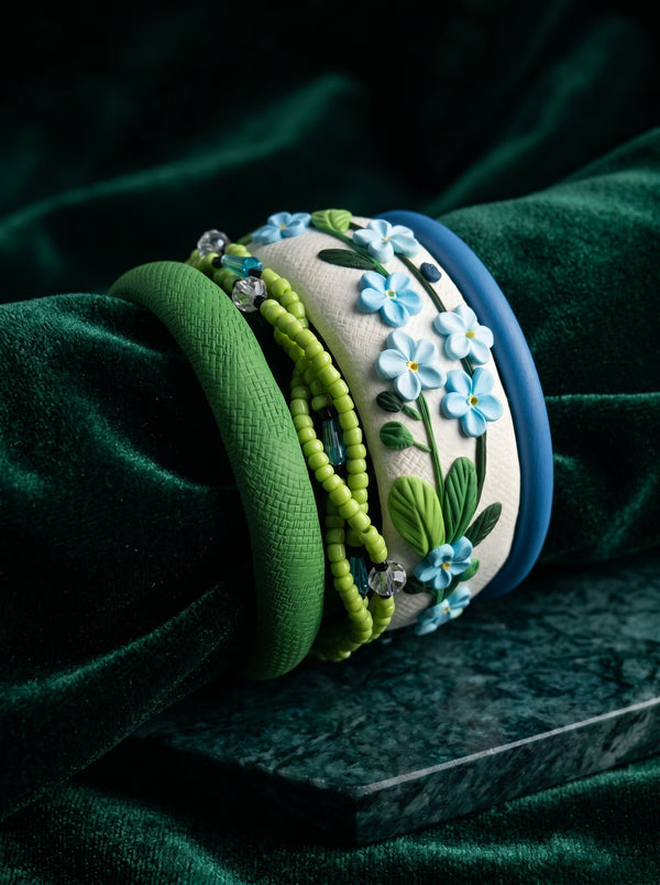 Minimalist Zen Polymer Clay Bangle set - 100% Handcrafted
