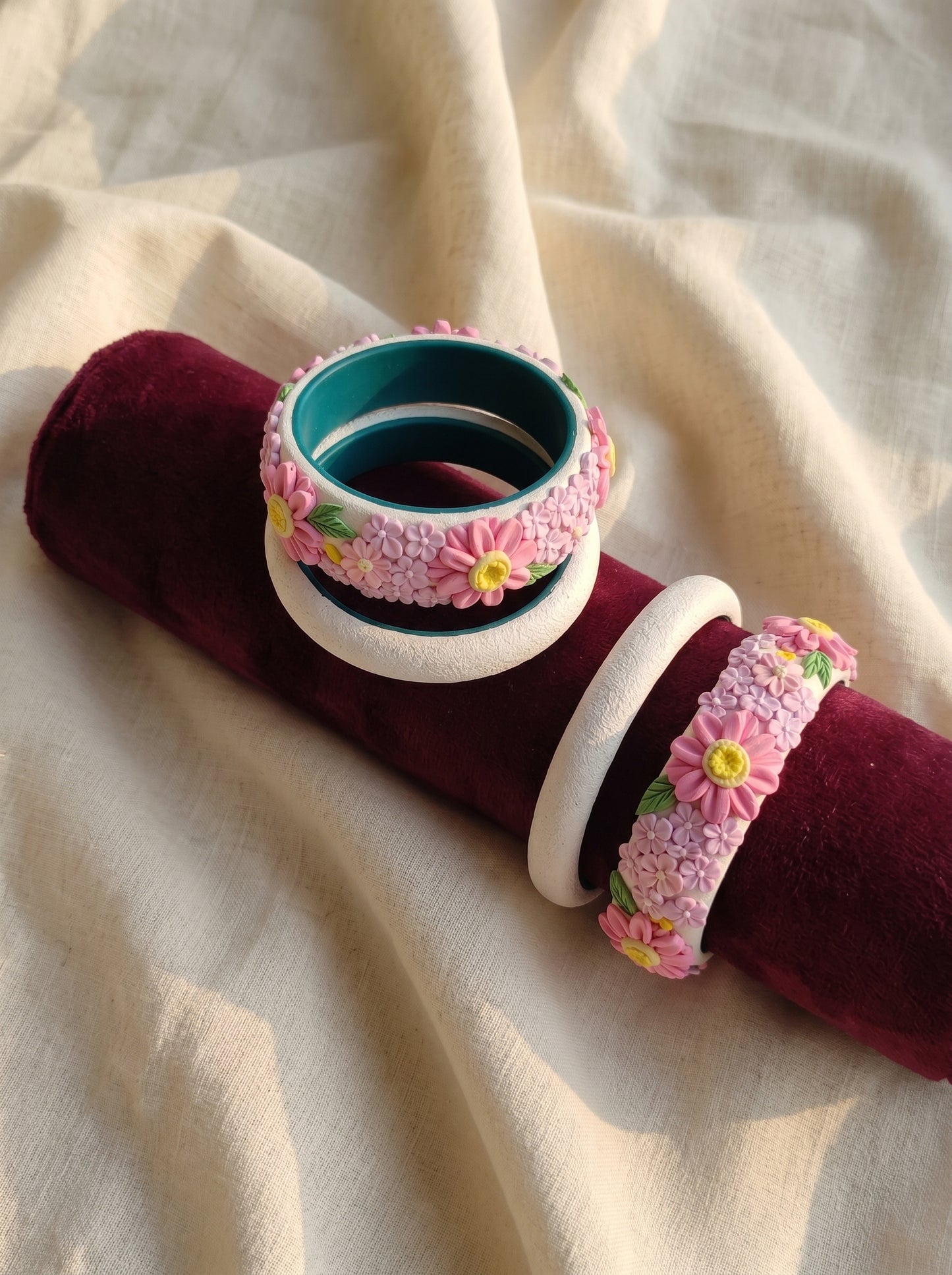 Ethnic Bridal Polymer Clay Bangle - 100% Handcrafted