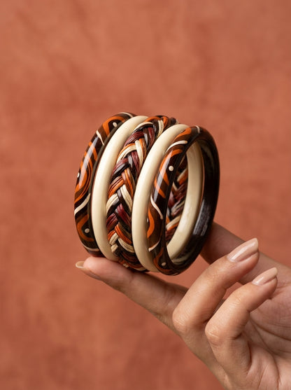 Terracotta Tribe Lac Bangle Set — Hand-Braided Lac Stack