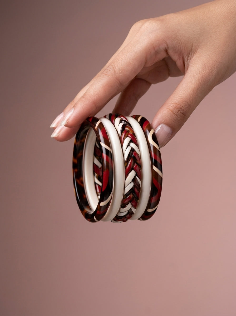 Terracotta Tribe Lac Bangle Set — Hand-Braided Lac Stack