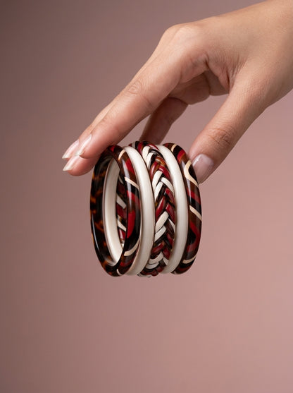 Terracotta Tribe Lac Bangle Set — Hand-Braided Lac Stack