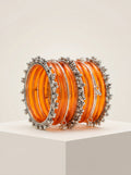 ORANGE JELLY BANGLES STACK — Silver Ghungroo Edition