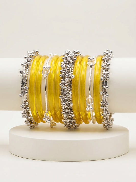Yellow Jelly  Bangle with Ghungroo for single wrist | Saffron Resin Bangles | Jelly Bangles