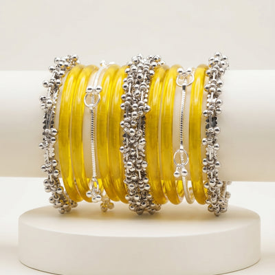 Yellow Jelly  Bangle with Ghungroo for single wrist | Saffron Resin Bangles | Jelly Bangles