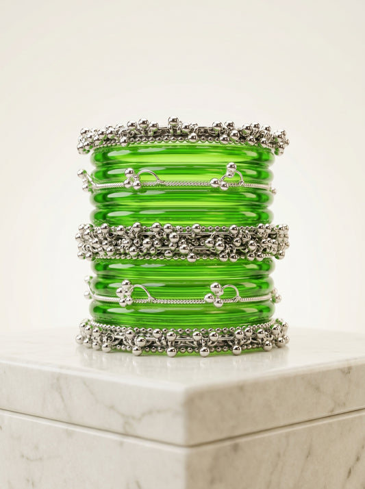 Green Jelly  Bangle with Ghungroo for single wrist | Lime Resin Bangles | Jelly Bangles