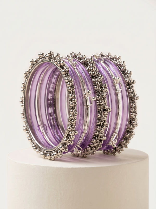 Purple Jelly  Bangle with Ghungroo for single wrist | Lavender Resin Bangles | jelly bangles