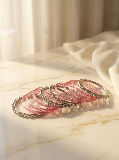 Pink Jelly Bangle with Ghungroo for single wrist | Fuchsia Resin Bangles | Jelly Bangles