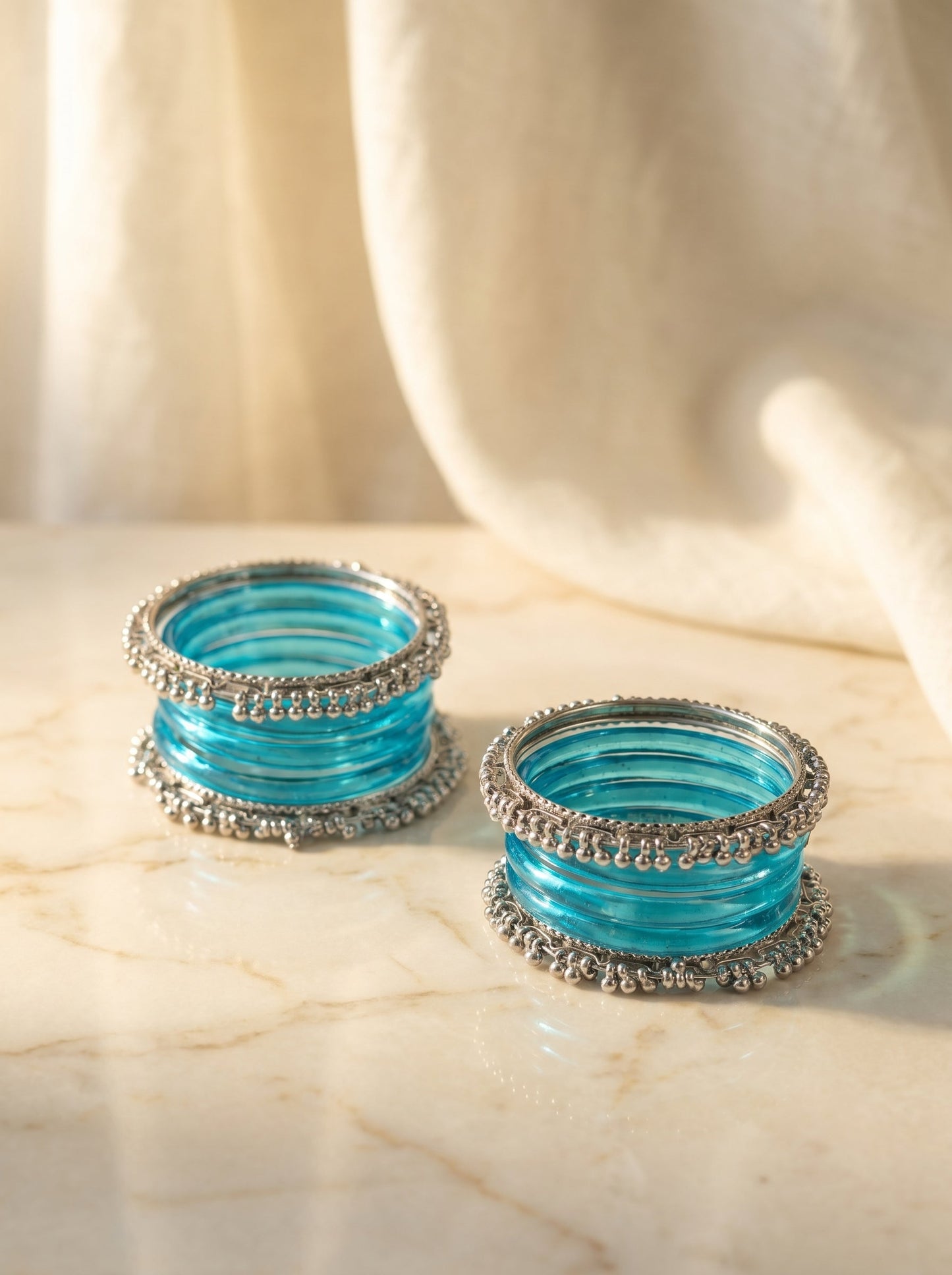 Blue Jelly  Bangle with Ghungroo for single wrist | Aqua Resin Bangles | Jelly Bangles