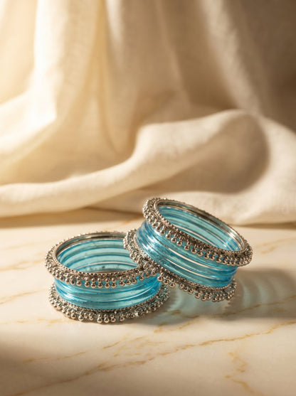 Blue Jelly  Bangle with Ghungroo for single wrist | Aqua Resin Bangles | Jelly Bangles