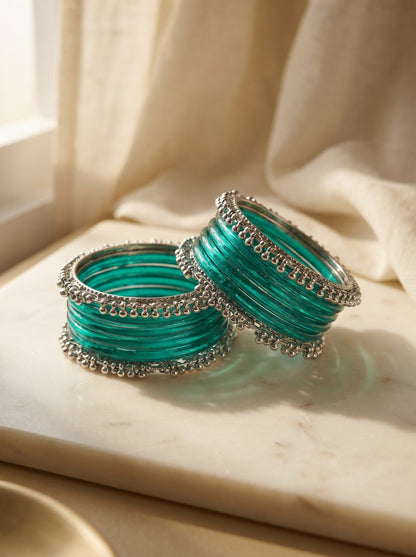 Teal Jelly  Bangle with Ghungroo for single wrist | Turquoise Resin Bangles | Jelly Bangles