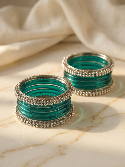 Teal Jelly  Bangle with Ghungroo for single wrist | Turquoise Resin Bangles | Jelly Bangles