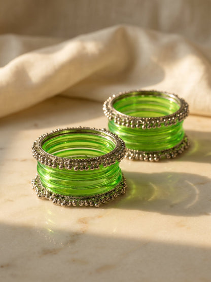 Green Jelly  Bangle with Ghungroo for single wrist | Lime Resin Bangles | Jelly Bangles