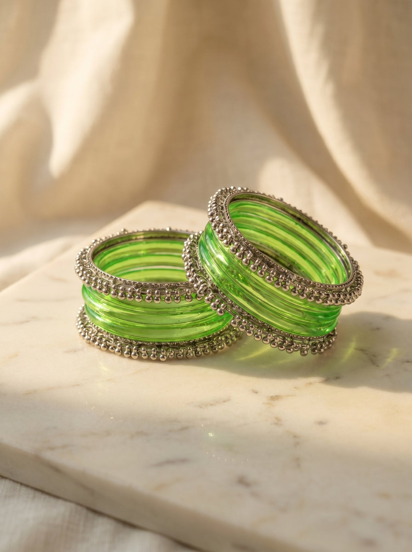 Green Jelly  Bangle with Ghungroo for single wrist | Lime Resin Bangles | Jelly Bangles
