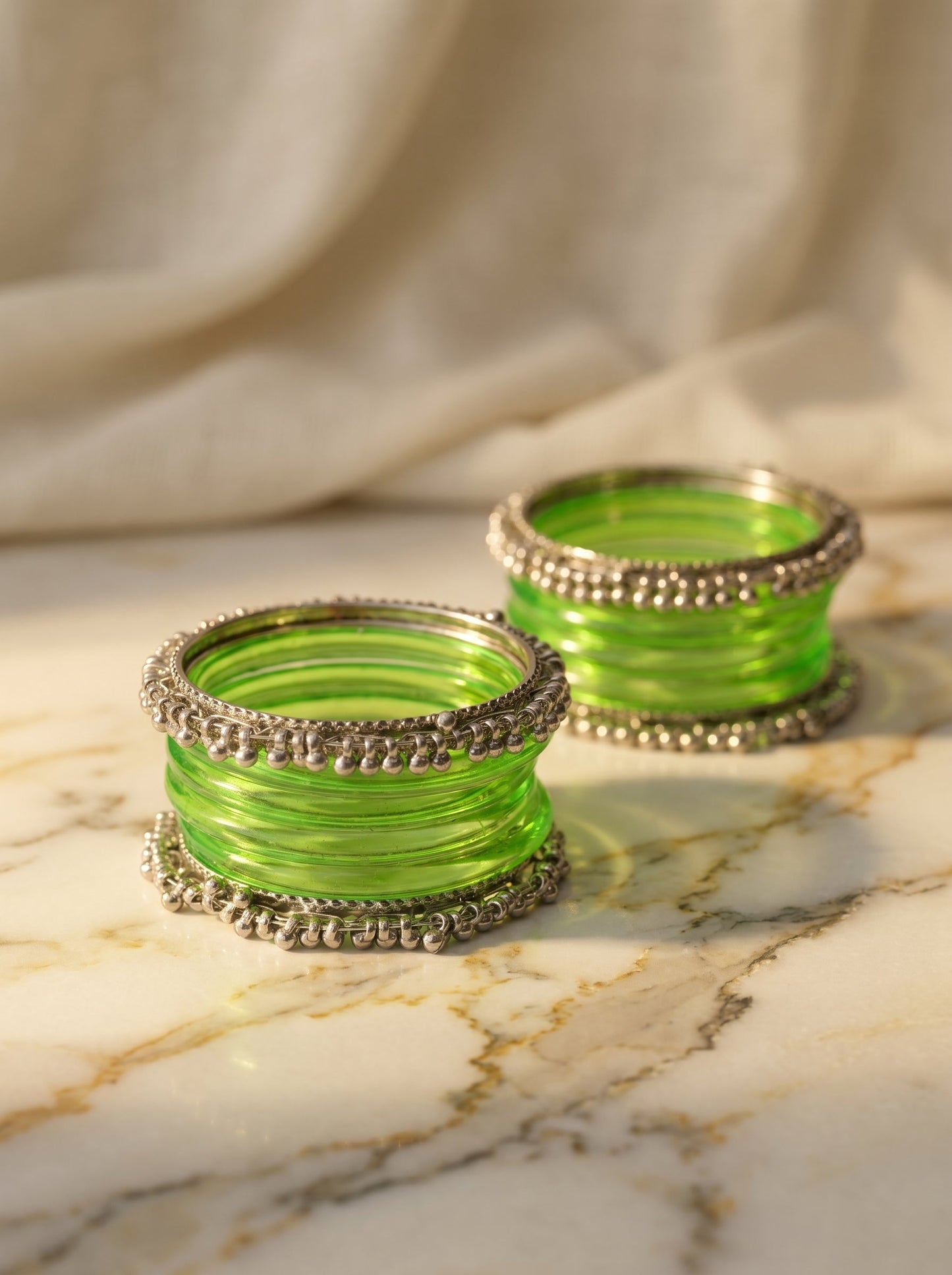 Green Jelly  Bangle with Ghungroo for single wrist | Lime Resin Bangles | Jelly Bangles