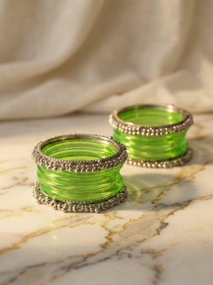 Green Jelly  Bangle with Ghungroo for single wrist | Lime Resin Bangles | Jelly Bangles