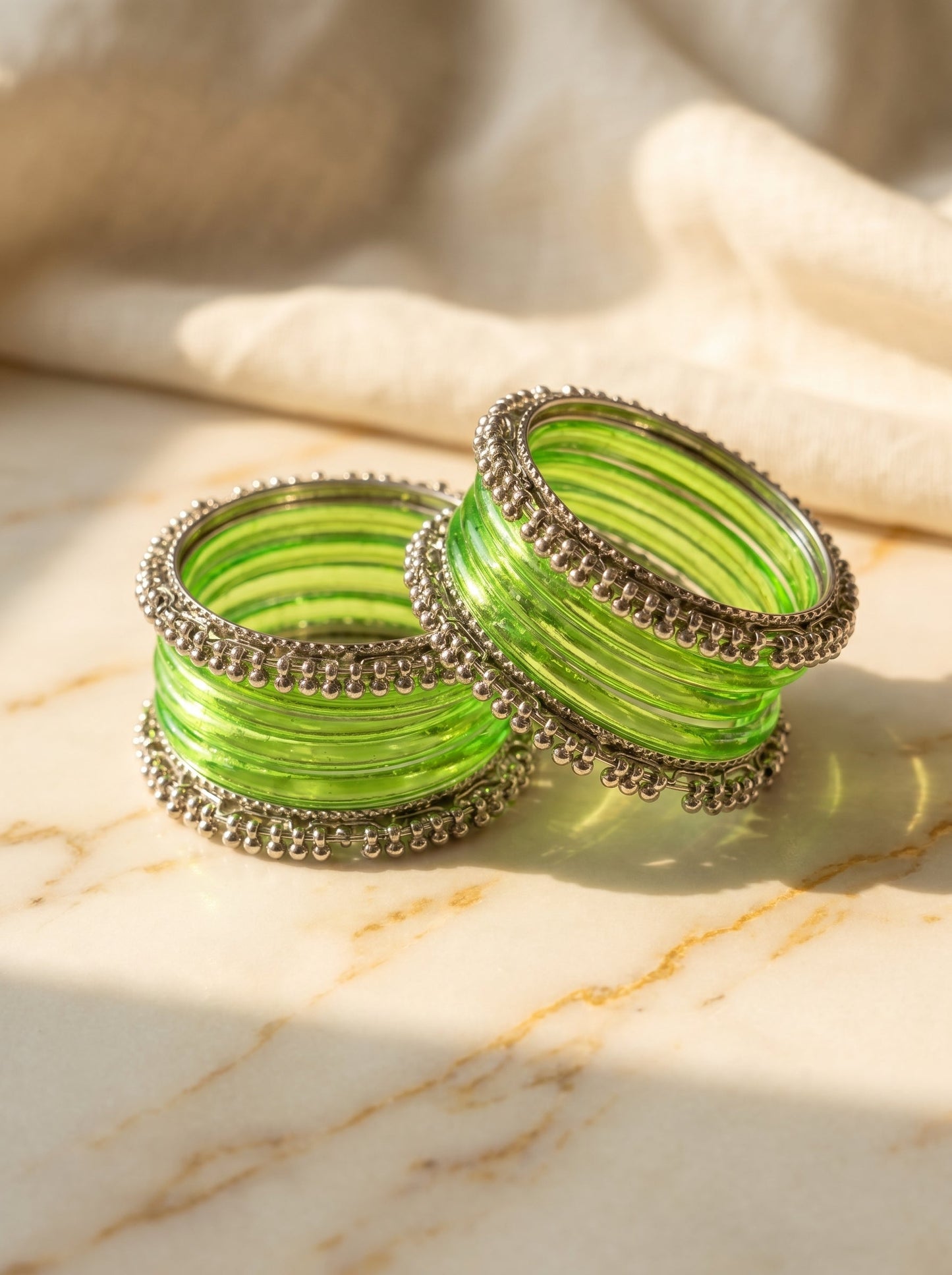 Green Jelly  Bangle with Ghungroo for single wrist | Lime Resin Bangles | Jelly Bangles