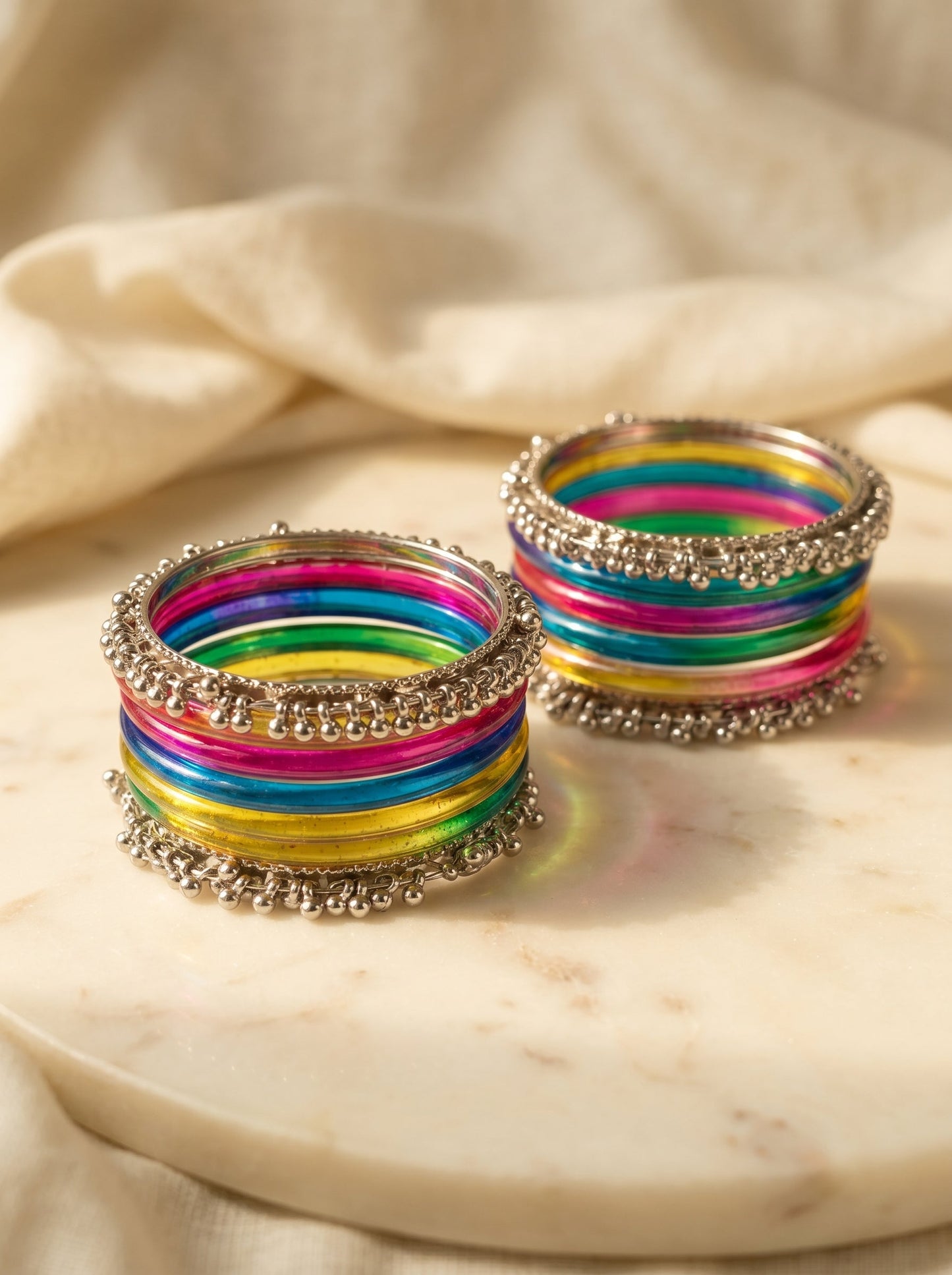 Rainbow  Bangle with Ghungroo for single wrist| Multicolor Resin Bangles Stack | Jelly bangles