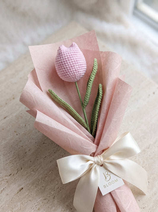 Blush Tulip Crochet Bouquet