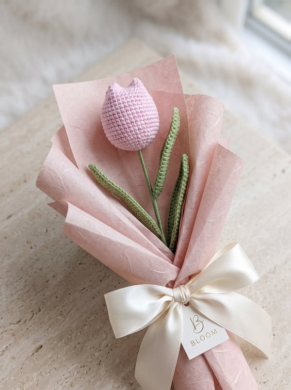 Blush Tulip Crochet Bouquet