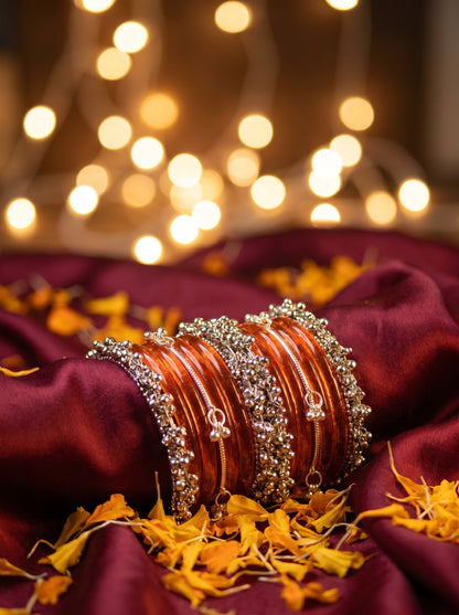 ORANGE JELLY BANGLES STACK — Silver Ghungroo Edition