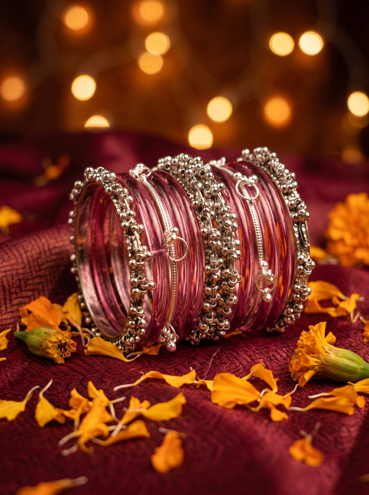 Pink Jelly Bangle with Ghungroo for single wrist | Fuchsia Resin Bangles | Jelly Bangles
