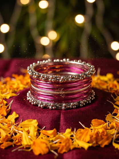 Pink Jelly Bangle with Ghungroo for single wrist | Fuchsia Resin Bangles | Jelly Bangles