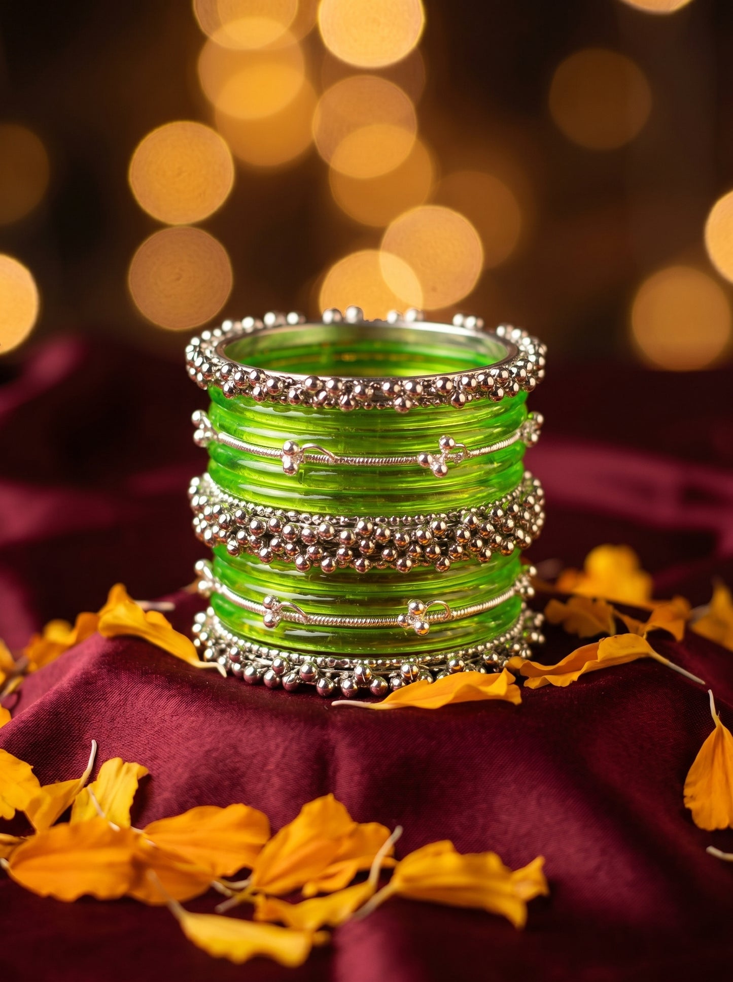 Green Jelly  Bangle with Ghungroo for single wrist | Lime Resin Bangles | Jelly Bangles