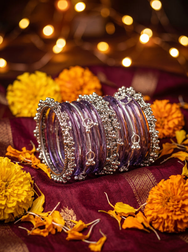 Purple Jelly  Bangle with Ghungroo for single wrist | Lavender Resin Bangles | jelly bangles