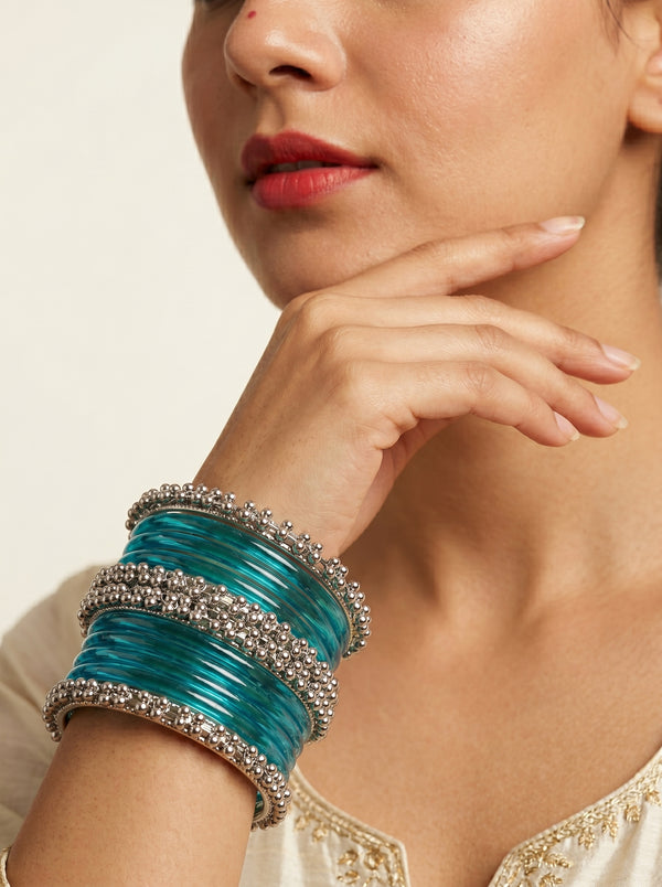 Blue Jelly  Bangle with Ghungroo for single wrist | Aqua Resin Bangles | Jelly Bangles