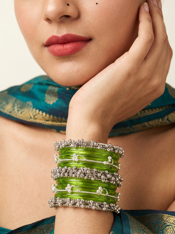 Green Jelly  Bangle with Ghungroo for single wrist | Lime Resin Bangles | Jelly Bangles