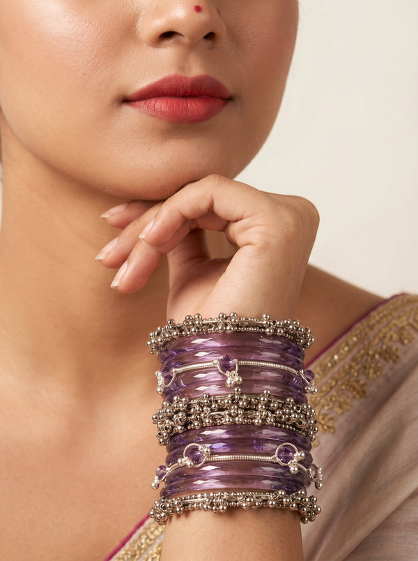 Purple Jelly  Bangle with Ghungroo for single wrist | Lavender Resin Bangles | jelly bangles