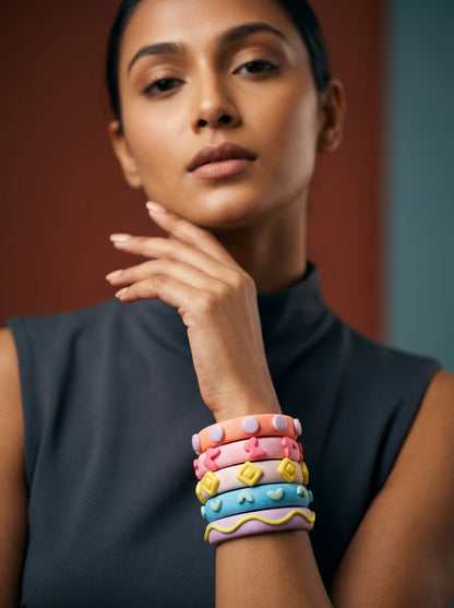 Pastel Candy Clay Bangle Stack — Sculpted Polymer Set