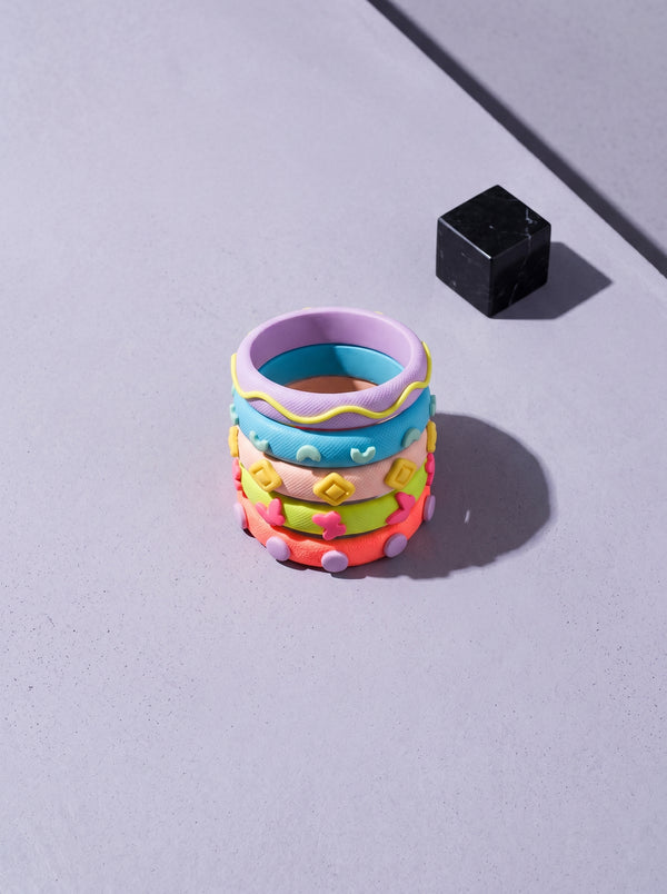 Pastel Candy Clay Bangle Stack — Sculpted Polymer Set