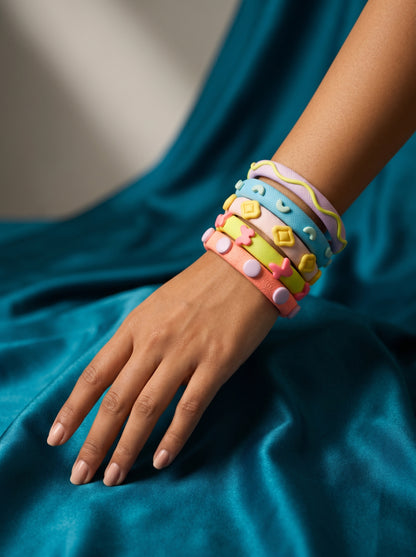 Pastel Candy Clay Bangle Stack — Sculpted Polymer Set