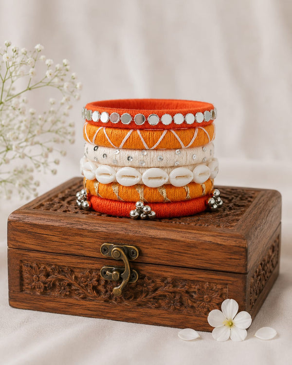 Marigold Orange Thread Bangles