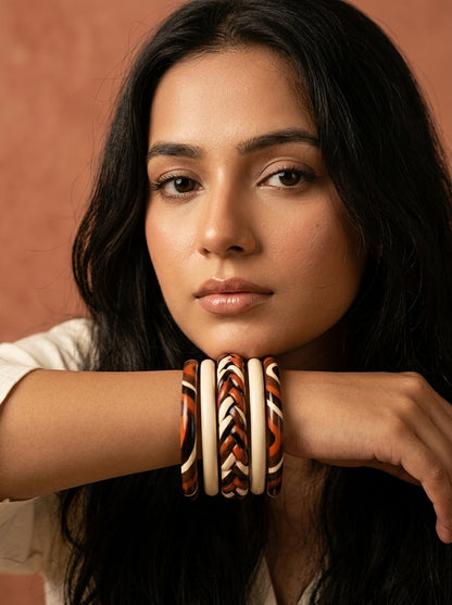 Terracotta Tribe Lac Bangle Set — Hand-Braided Lac Stack