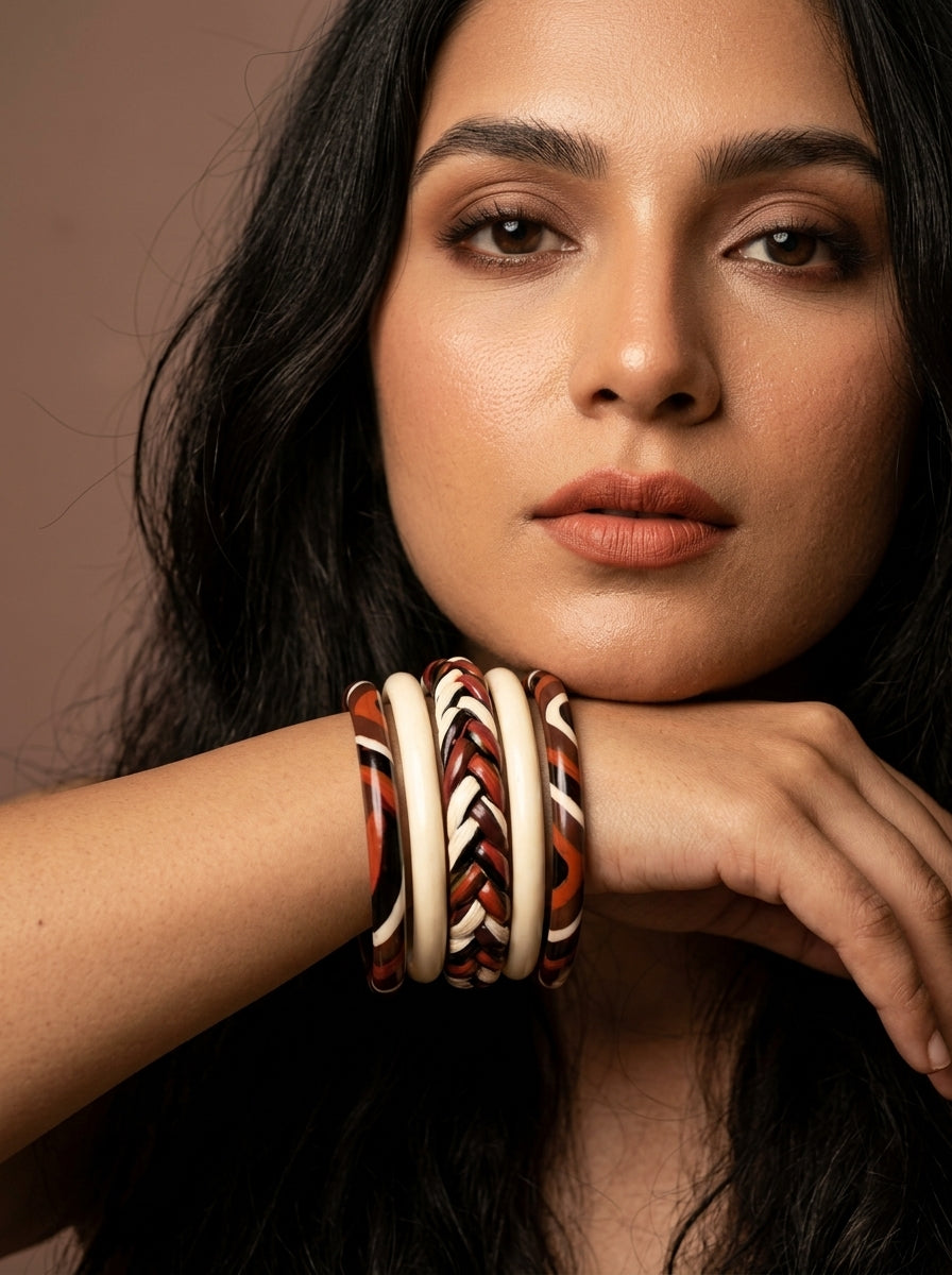 Terracotta Tribe Lac Bangle Set — Hand-Braided Lac Stack