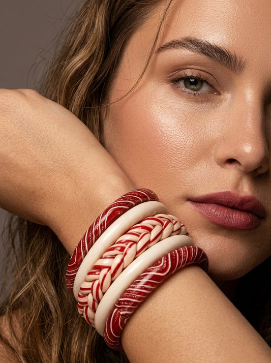 Veil Lac Bangle Set — Hand-Braided Lac Stack