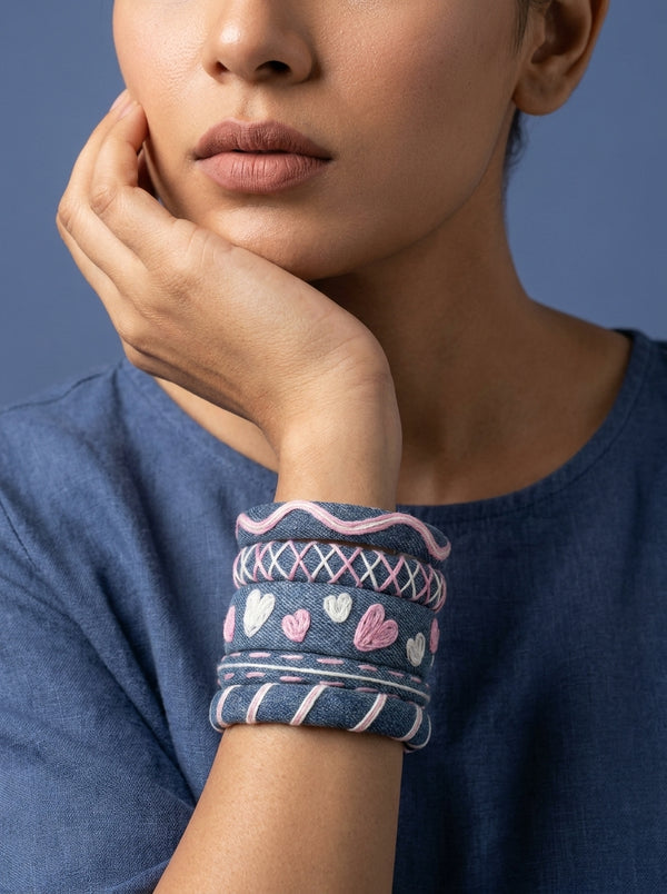 Denim & Pink Hearts Stack