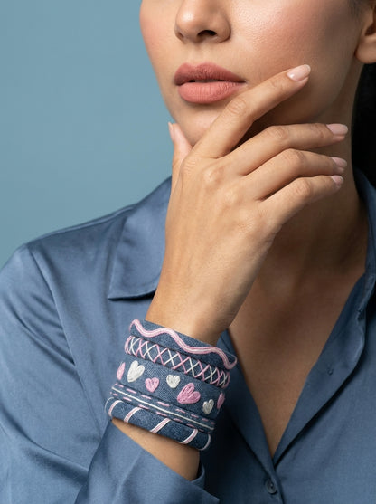 Denim & Pink Hearts Stack