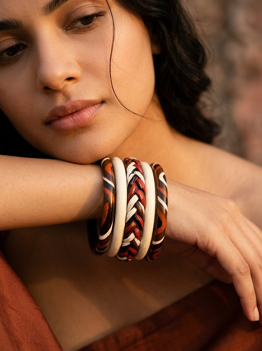 Terracotta Tribe Lac Bangle Set — Hand-Braided Lac Stack