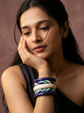 Indigo Weave Lac Bangle Set — Hand-Braided Lac Stack
