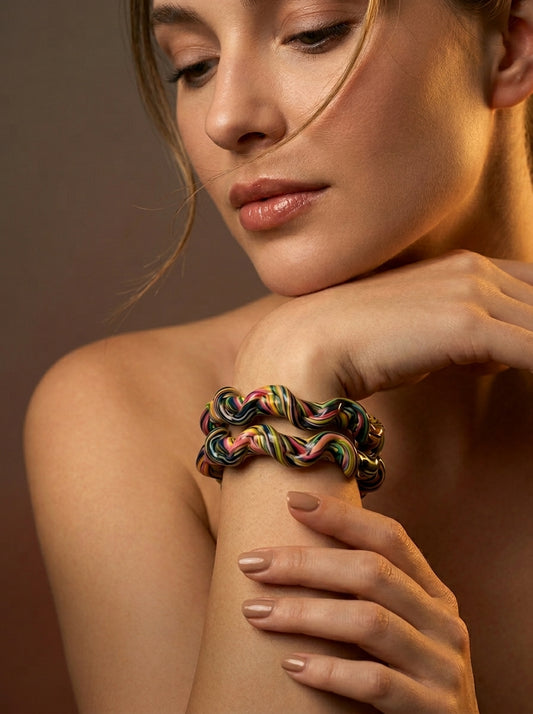 Midnight Carnival Lac Bangle Set — Hand-Twisted Lac