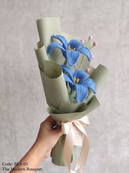 Azure Lily Crochet Bouquet