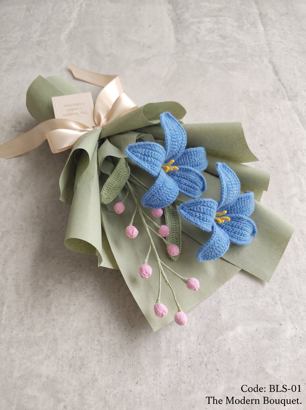 Azure Lily Crochet Bouquet